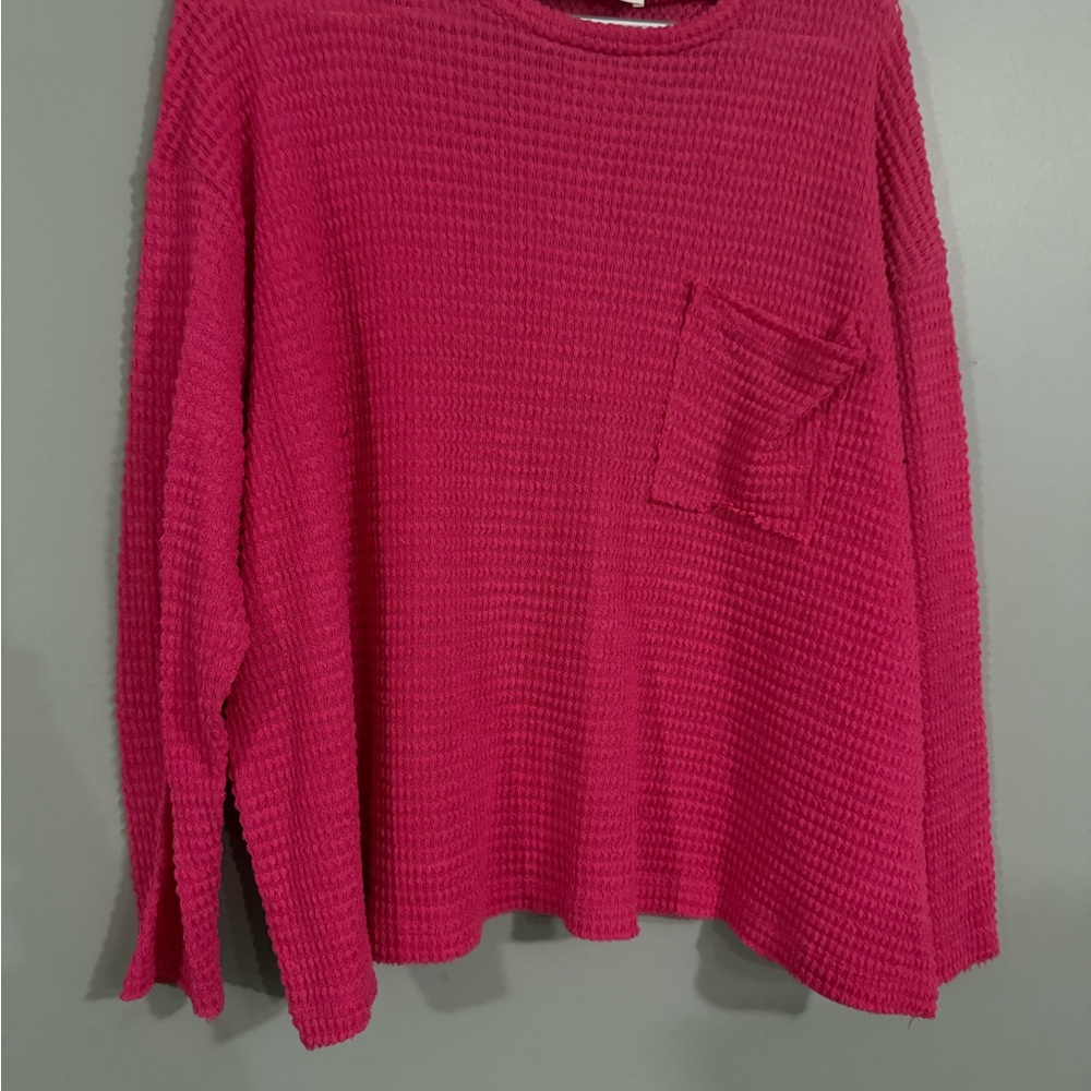 Zenana Outfitters Fuchsia Crew Neck Sweater